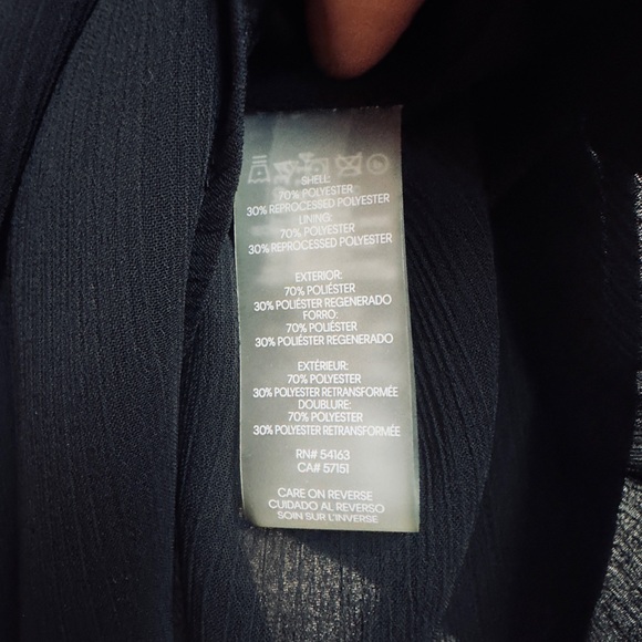 NWT Calvin Klein Semi Sheer V-Neck Black Blouse - Picture 7 of 11